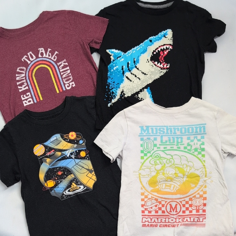 Kids Play Clothes Bundle Graphic T-Shirts Set - Black, White, Red